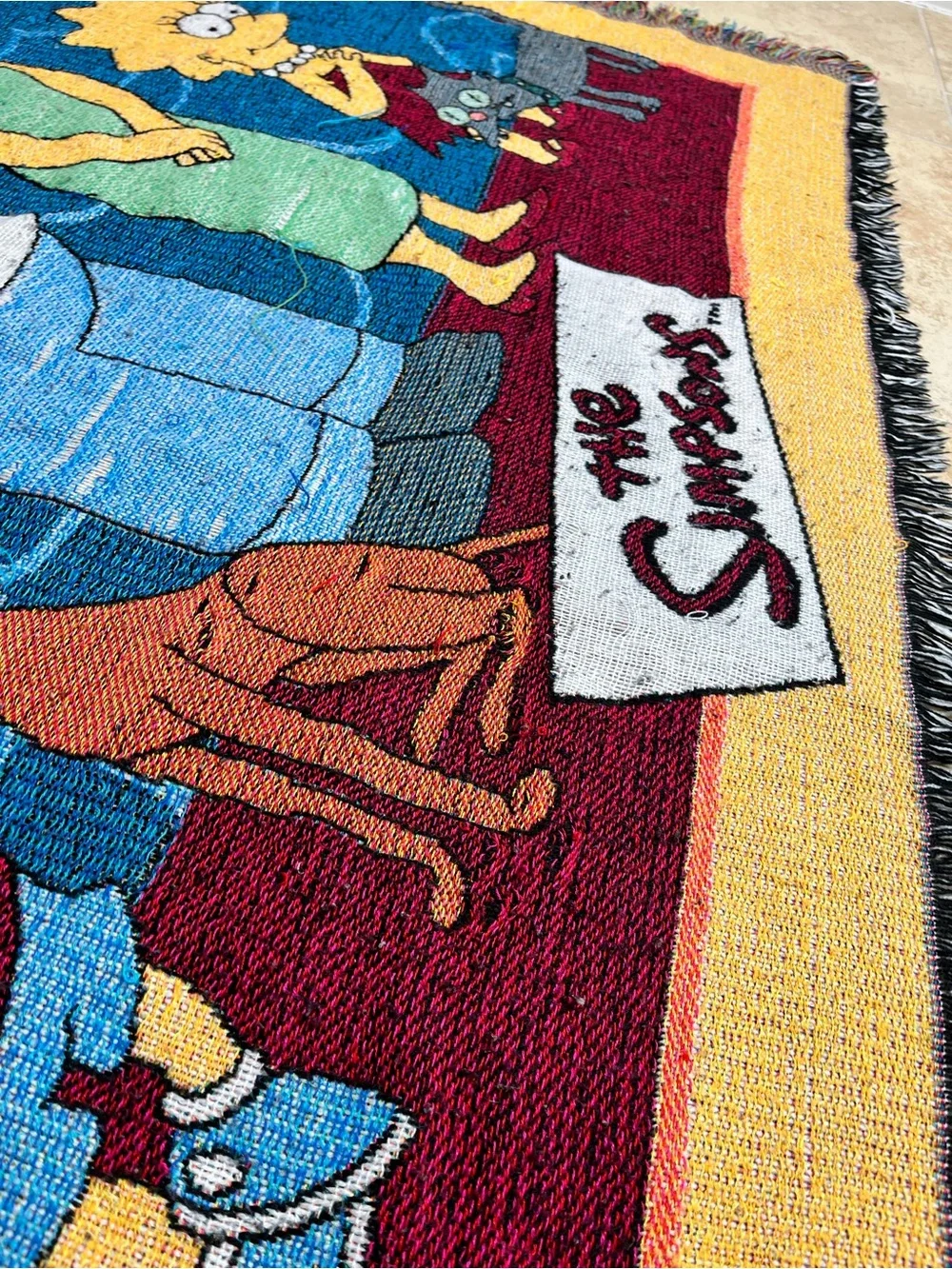 Vintage 90s The Simpsons Woven Throw Blanket Tapestry Couch Afghan 58x46 by Bart - Picture 5 of 12